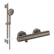Grohe Grohtherm 800 Cosmopolitan Joy+ komplet brusesystem m/termostat - B�rstet Hard Graphite