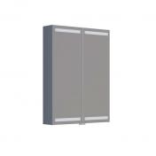 Dansani Level spejlskab 60 m/lys, lysstyring og træbakker - Grå mat