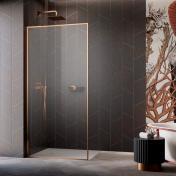 Str�mberg Walk-in 305 fast brusev�g 100 cm - Venstre - Klar glas/b�rstet kobber