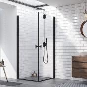 Strømberg Noma 120 bruseniche - 80x80 cm - Klar glas/mat sort