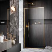 Str�mberg Walk-in 305 fast brusev�g 90 cm - Venstre - Klar glas/poleret messing