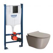 GSI Pura Tortora 50 toiletpakke inkl. sde m. softclose, cisterne og mat sort betjening
