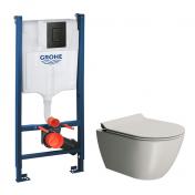 GSI Pura Cenere 50 toiletpakke inkl. sde m. softclose, cisterne og mat sort betjening