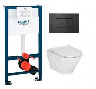 Laufen Roca Gap round RIMless toiletpakke inkl. sde m/soft-close, mellem cisterne og mat sort betjening