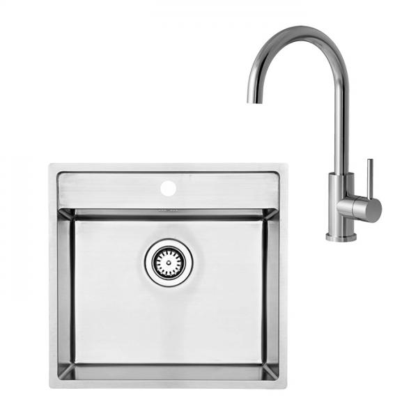 Lavabo Nexus 60 køkkenvask inkl. Kubus RS Round køkkenarmatur - Rustfrit stål Lavabo Nexus 60 køkkenvask inkl. Kubus RS Round køkkenarmatur - Rustfrit stål