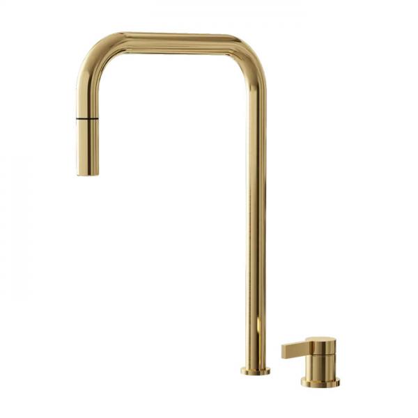 Lavabo Alkymist 788 RS Square k&oslash;kkenarmatur m/udtr&aelig;k - B&oslash;rstet messing PVD