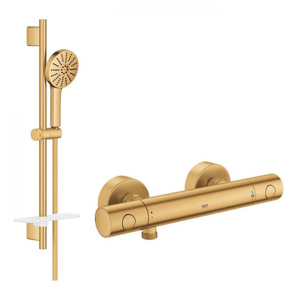Grohe Grohtherm 800 Cosmopolitan Joy+ komplet brusesystem m/termostat - Børstet Cool Sunrise Grohe Grohtherm 800 Cosmopolitan Joy+ komplet brusesystem m/termostat - Børstet Cool Sunrise