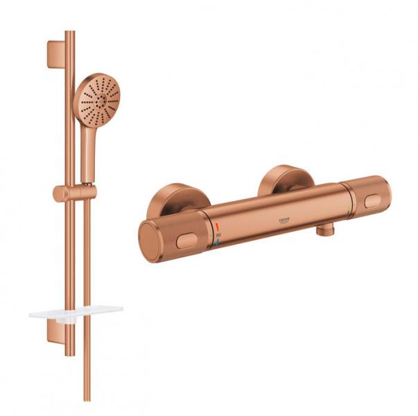 Grohe Precision komplet brusesystem m/Joy+ h&aring;ndbruser - B&oslash;rstet Warm Sunset