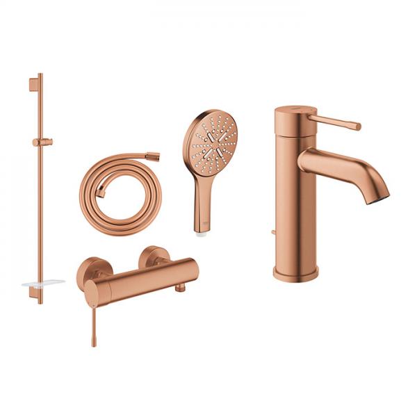 Grohe Essence komplet pakke til badev&aelig;relset - B&oslash;rstet Warm Sunset