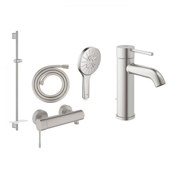Grohe Essence komplet pakke til badev&aelig;relset - Supersteel