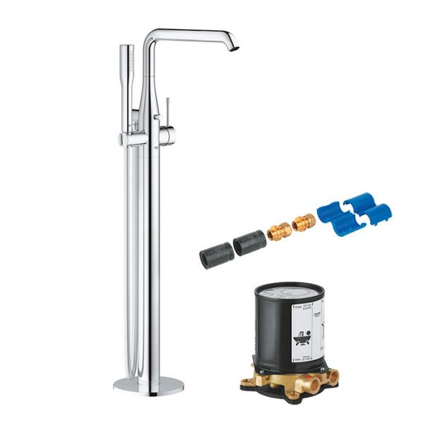 Grohe Essence komplet fritstående badekararmatur - Krom