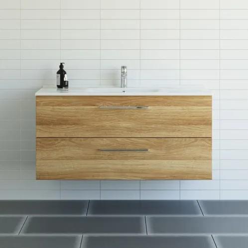 Dansani Mido+ 120 m&oslash;belpakke m/Amber vask og 2 skuffer - Varm eg