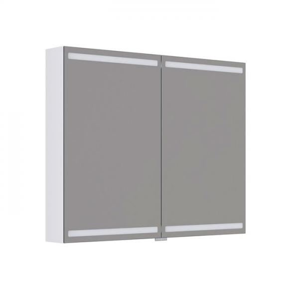 Dansani Level spejlskab 100 m/lys, lysstyring og tr&aelig;bakker - Hvid mat