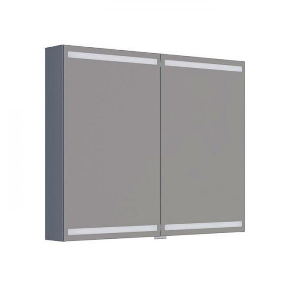 Dansani Level spejlskab 100 m/lys, lysstyring og træbakker - Grå mat Dansani Level spejlskab 100 m/lys, lysstyring og træbakker - Grå mat