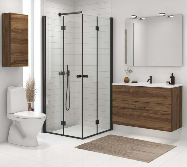 Outlet - Dansani Match B+B bruseniche - 70x80 cm - Klar glas/mat sort Outlet - Dansani Match B+B bruseniche - 70x80 cm - Klar glas/mat sort