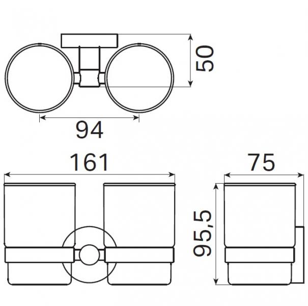 Kosmos dobbelt tandkrus t/v&aelig;g - B&oslash;rstet gunmetal