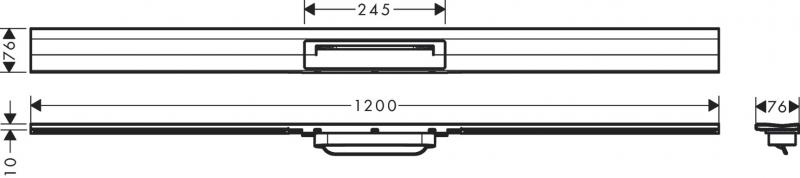 Hansgrohe RainDrain Flex afløb (kan afkortes) t/bagvæg - 120 - Mat sort