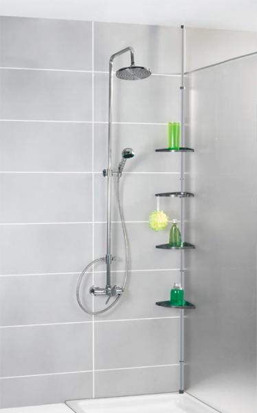 Wenko Compact brusehylde t/hj&oslash;rne - 4 hylder - S&oslash;lv
