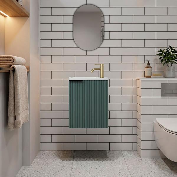 Nortiq Verona 40 One-box møbelsæt m/låge og spejl - Støvet grøn Nortiq Verona 40 One-box møbelsæt m/låge og spejl - Støvet grøn