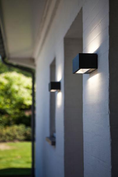 Lutec Architectural Gemini udendørslampe til væg 22 x 8,5 cm - Mat sort