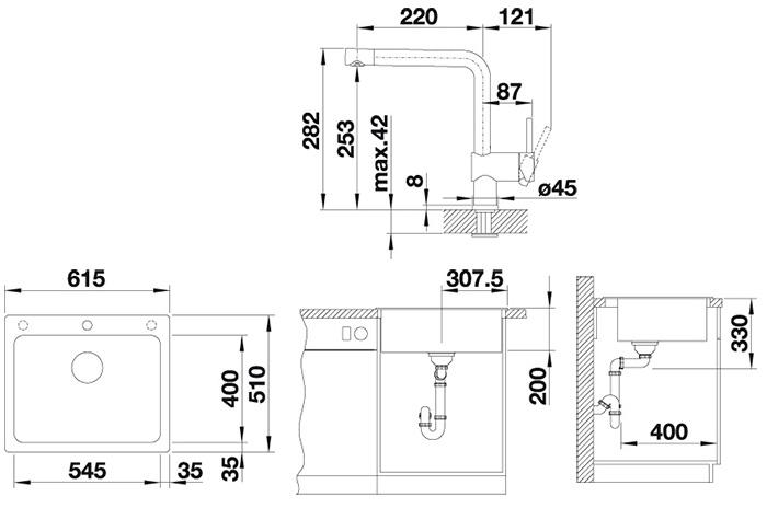 Blanco Naya 6 UX køkkenvask m/Linus køkkenarmatur - Satin gold/Soft white Blanco Naya 6 UX køkkenvask m/Linus køkkenarmatur - Satin gold/Soft white
