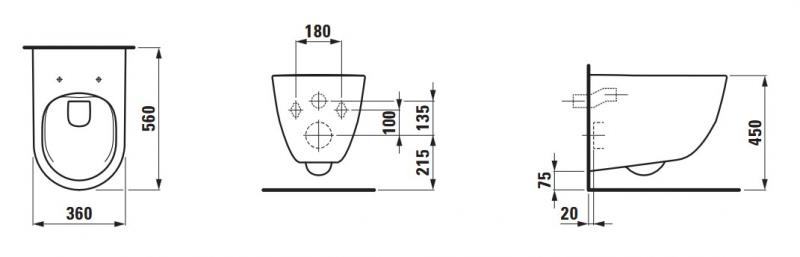 Laufen Pro Comfort rimless v&aelig;gh&aelig;ngt toilet m/ekstra siddeh&oslash;jde