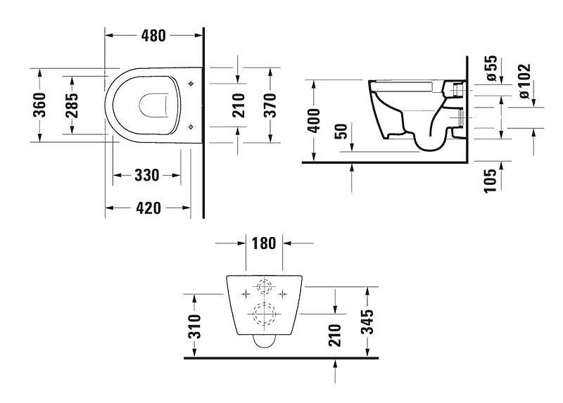 Duravit ME by Starck Compact væghængt toilet inkl. sæde og DuraShield Duravit ME by Starck Compact væghængt toilet inkl. sæde og DuraShield