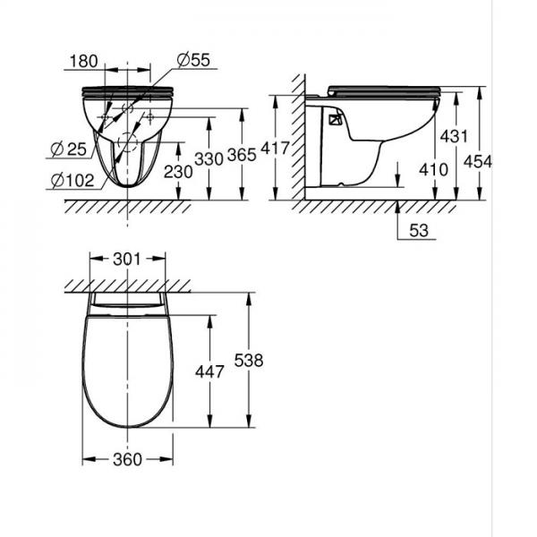 Grohe Bau 2.0 væghængt toilet inkl. sæde m/Softclose og Quickrelease Grohe Bau 2.0 væghængt toilet inkl. sæde m/Softclose og Quickrelease