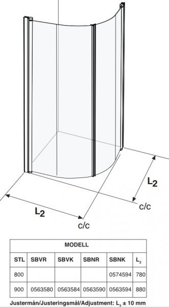Outlet - Ifö Space 2000 SBNF2-700 Brusevæg - Halvfrostet glas Outlet - Ifö Space 2000 SBNF2-700 Brusevæg - Halvfrostet glas