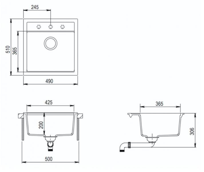 Lavabo Jupiter 50 kompositvask - Antracit-sort/sort Lavabo Jupiter 50 kompositvask - Antracit-sort/sort