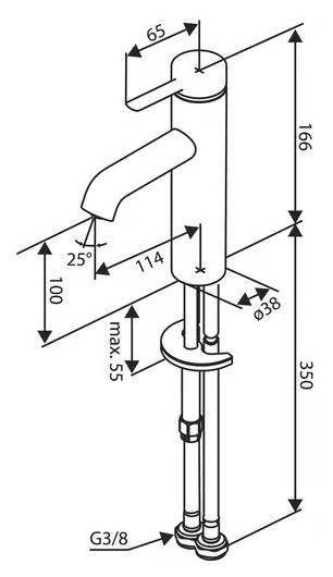 Damixa Iris M håndvaskarmatur u/bundventil m/koldstart - Steel Damixa Iris M håndvaskarmatur u/bundventil m/koldstart - Steel