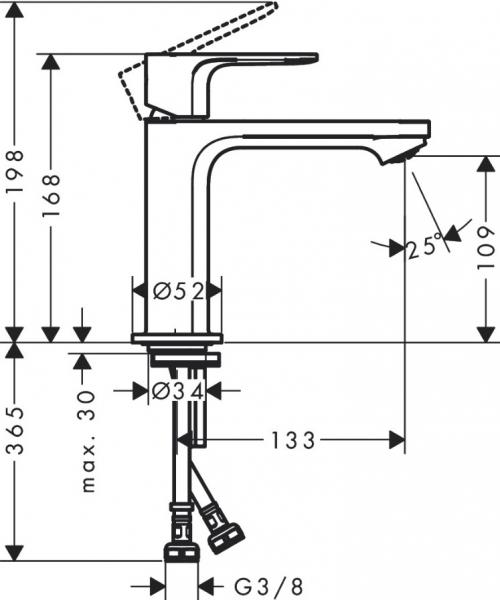 Hansgrohe Rebris S 110 håndvaskarmatur m/CoolStart u/bundventil - Mat sort