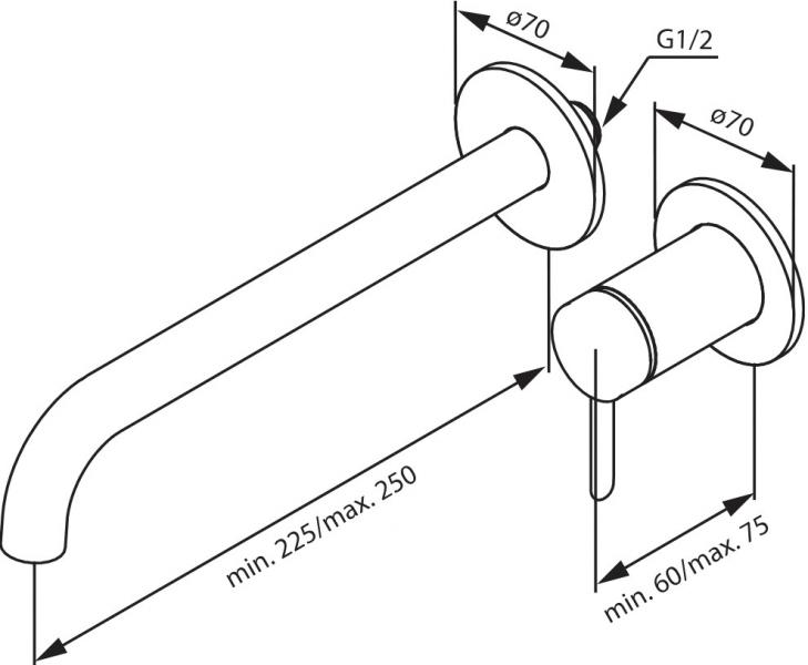 Damixa Iris håndvaskarmatur til indbygning m/Koldstart - 250 mm - Mat sort Damixa Iris håndvaskarmatur til indbygning m/Koldstart - 250 mm - Mat sort