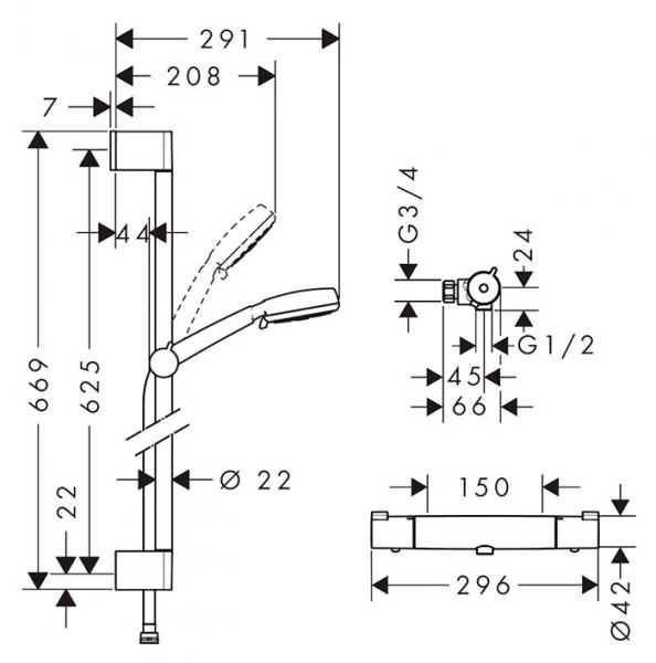 hansgrohe Crometta Vario brusesæt m/Ecostat termostat hansgrohe Crometta Vario brusesæt m/Ecostat termostat