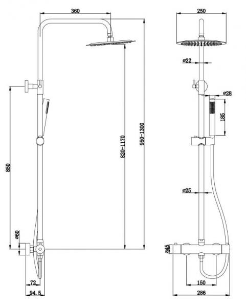 Lavabo Studio 250 komplet brusesystem - Mat sort Lavabo Studio 250 komplet brusesystem - Mat sort