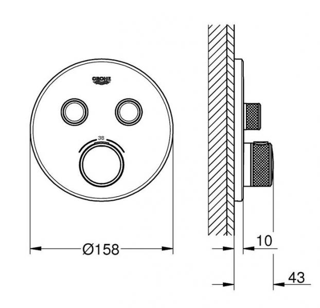 Grohe Grohtherm SmartControl brusearmatur til indbygning til kar eller brus - Mat sort