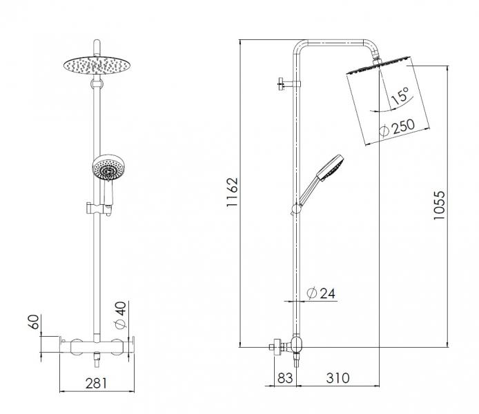 Nobili Upcity 250 komplet brusesystem - Krom Nobili Upcity 250 komplet brusesystem - Krom