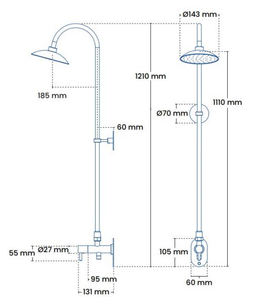 Frostline Eqi udebruser t/væg m/1 greb - 150-350 mm - Kobber