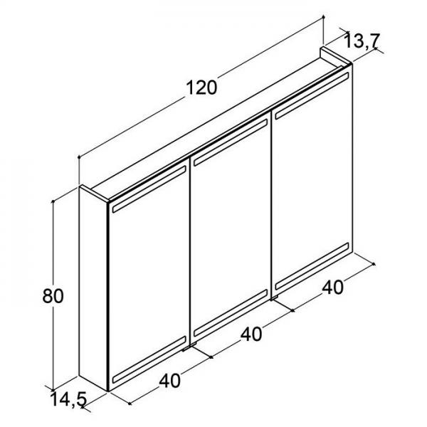 Dansani Level spejlskab 120 m/lys, lysstyring, 3 låger og træbakker - Hvid mat Dansani Level spejlskab 120 m/lys, lysstyring, 3 låger og træbakker - Hvid mat