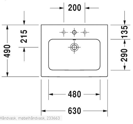 Duravit XBase m&oslash;bels&aelig;t 63 - Hvid mat