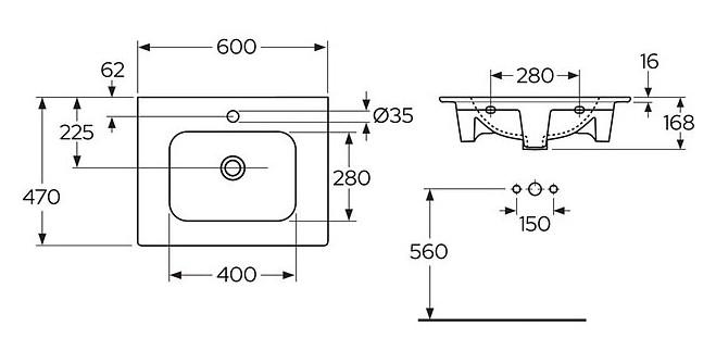 Gustavsberg Artic m&oslash;belvask 60cm mat sort
