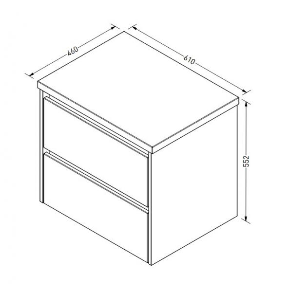 Sanibell Proline 61 underskab m/bordplade og skuffer - R&aring; eg