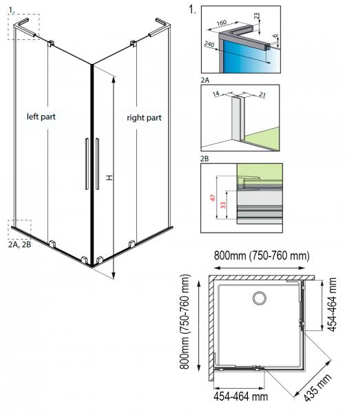 Strømberg Faro 42 bruseniche m/skydedøre 76x76 - Klar glas/krom Strømberg Faro 42 bruseniche m/skydedøre 76x76 - Klar glas/krom