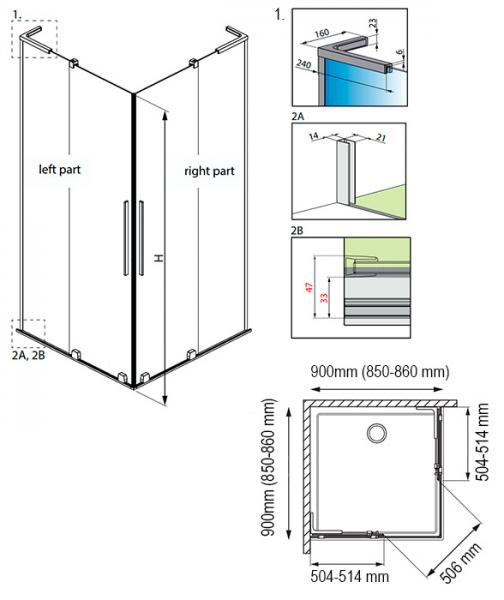 Strømberg Faro 42 bruseniche m/skydedøre 86x86 - Klar glas/krom Strømberg Faro 42 bruseniche m/skydedøre 86x86 - Klar glas/krom