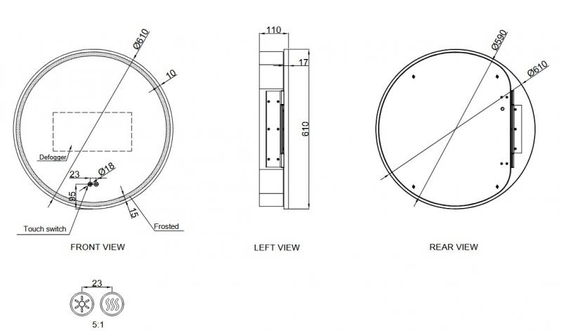 Cassøe Form rundt spejlskab m/lys, touch og antidug Ø60 cm - Sort Cassøe Form rundt spejlskab m/lys, touch og antidug Ø60 cm - Sort
