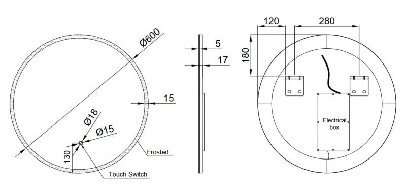 Cassøe Ravenna rundt spejl m/lys og touch Ø60 Cassøe Ravenna rundt spejl m/lys og touch Ø60