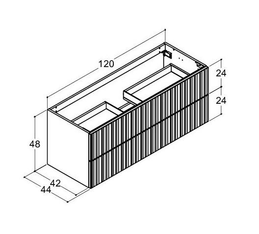 Dansani Luna vaskeskab 120x40 m/skuffer - Hvid mat/riflet Dansani Luna vaskeskab 120x40 m/skuffer - Hvid mat/riflet