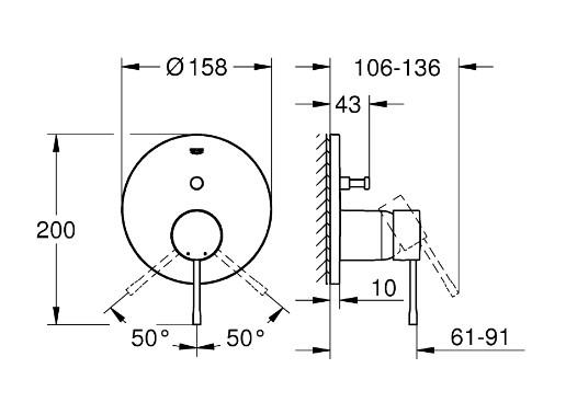 Grohe Essence komplet brusesystem m/Rainshower 310 hovedbrus & SmartActive håndbrus t/indbygning - Poleret Cool Sunrise