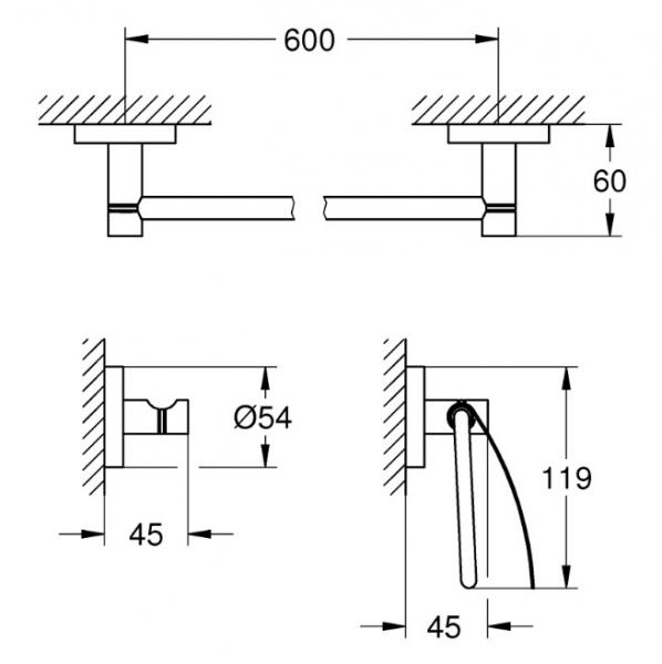 Grohe Essentials tilbehørssæt 3 i 1 - Børstet nikkel Grohe Essentials tilbehørssæt 3 i 1 - Børstet nikkel