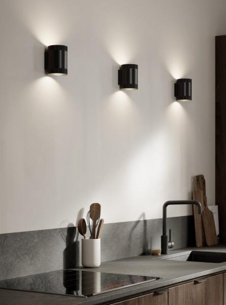 Cassøe Aura væglampe m/crystal cut - Mat sort